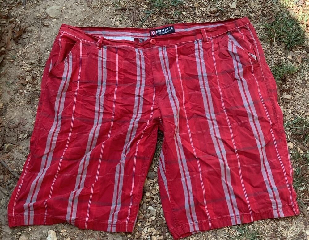 Southpole Mens Shorts Size 52 Red Plaid Lightweight Flat Front Y2K Big Tall